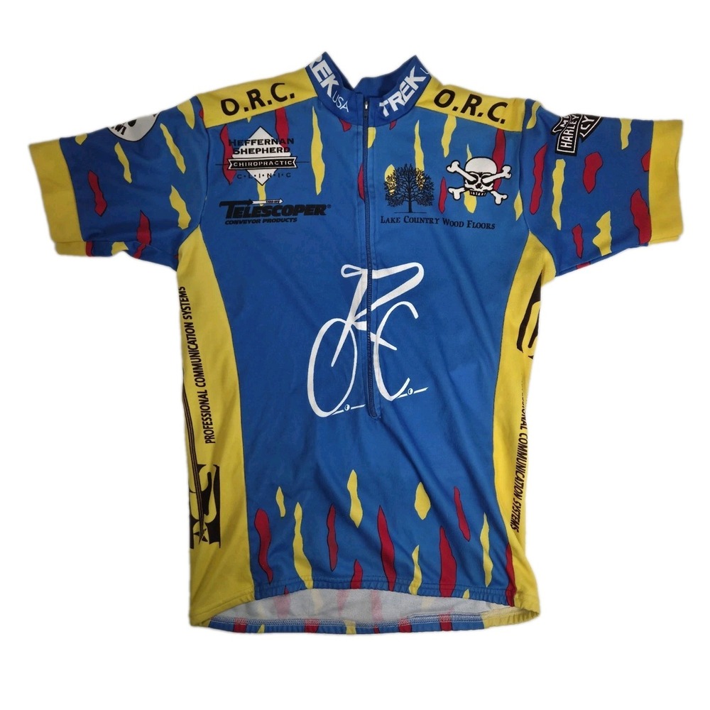 VTG 90s/Y2K Trek USA Harley Davidson ORC Multi Sponsor Mens Cycling Jersey Small